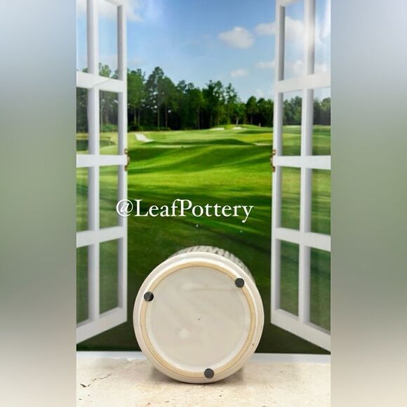 Clara Beige/Dark Gray Ceramic Planter Pot with Saucer Attached - Picture 9 of 10